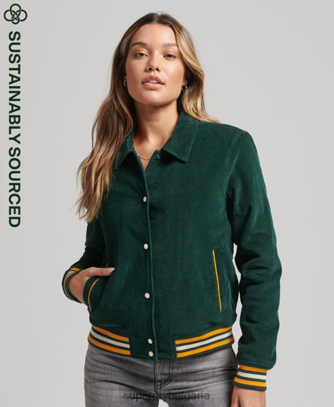 Superdry облекло N00H5618 зелено Жени яке с кордово бомбър
