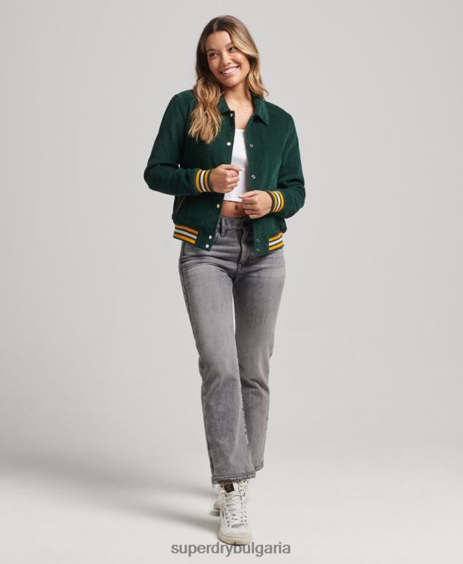 Superdry облекло N00H5618 зелено Жени яке с кордово бомбър
