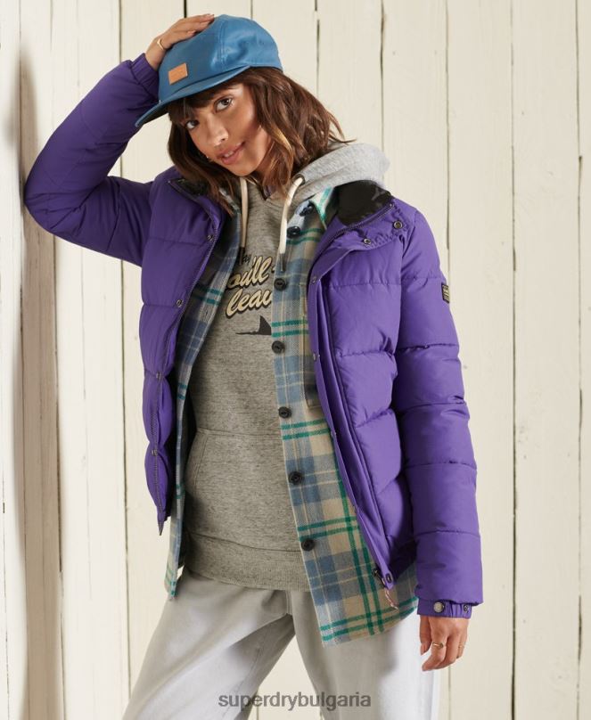 Superdry облекло N00H5621 лилаво Жени източник ретро пухено яке