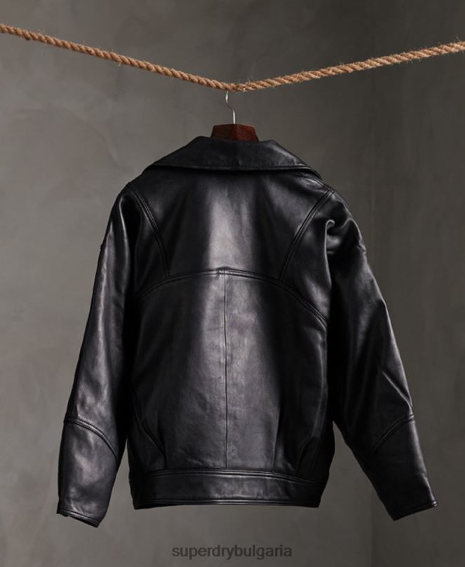Superdry облекло N00H5623 черен Жени редактиране на хибридно кожено мотоциклетско яке