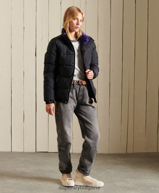 Superdry облекло N00H5625 тъмно сив Жени източник ретро пухено яке