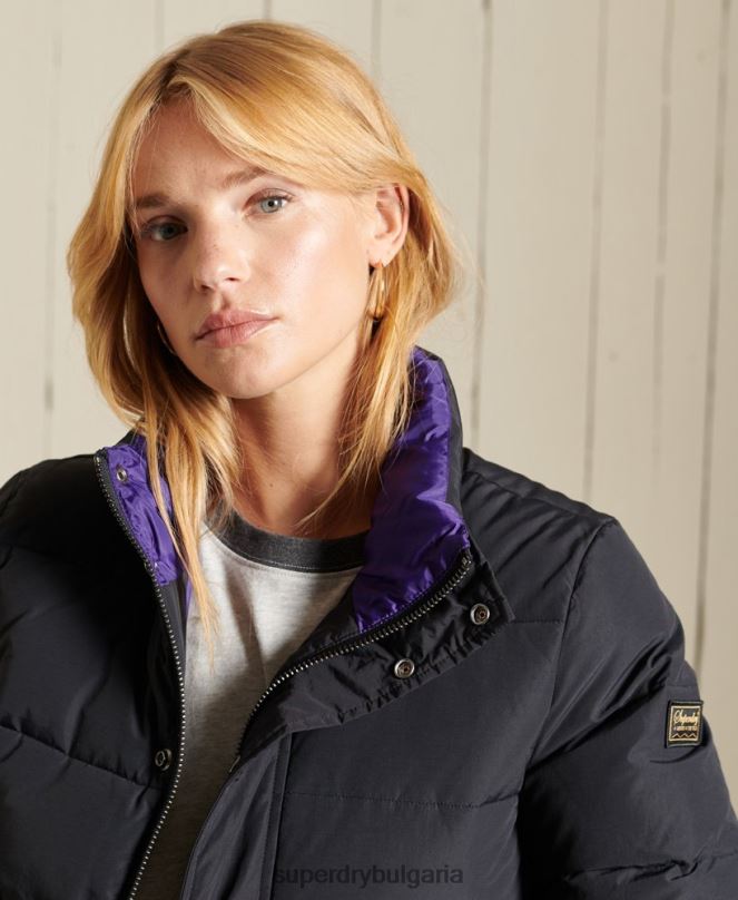 Superdry облекло N00H5625 тъмно сив Жени източник ретро пухено яке