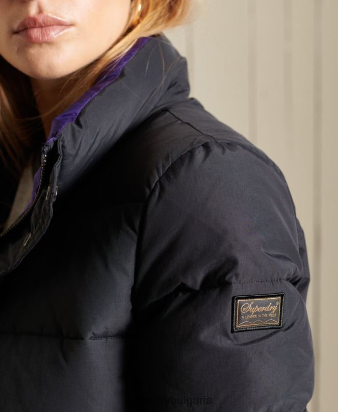 Superdry облекло N00H5625 тъмно сив Жени източник ретро пухено яке