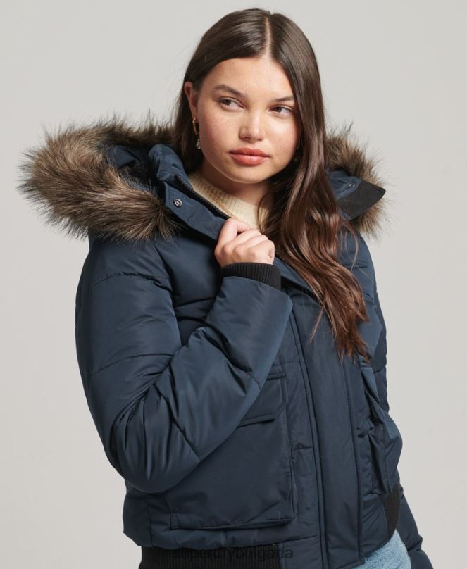 Superdry облекло N00H5628 военноморски флот Жени бомбър яке everest ella