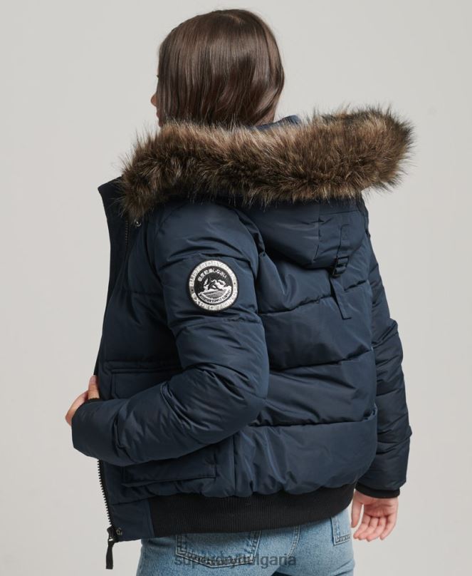 Superdry облекло N00H5628 военноморски флот Жени бомбър яке everest ella