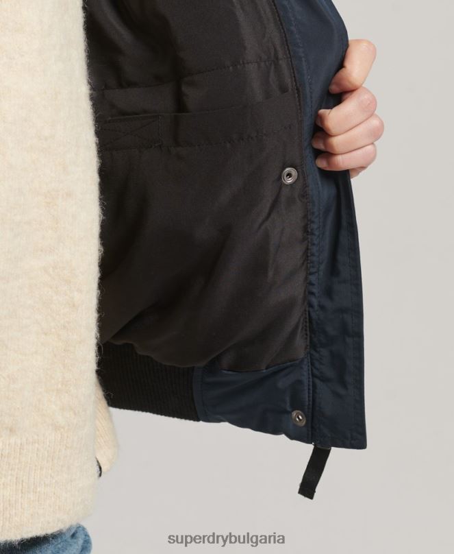 Superdry облекло N00H5628 военноморски флот Жени бомбър яке everest ella