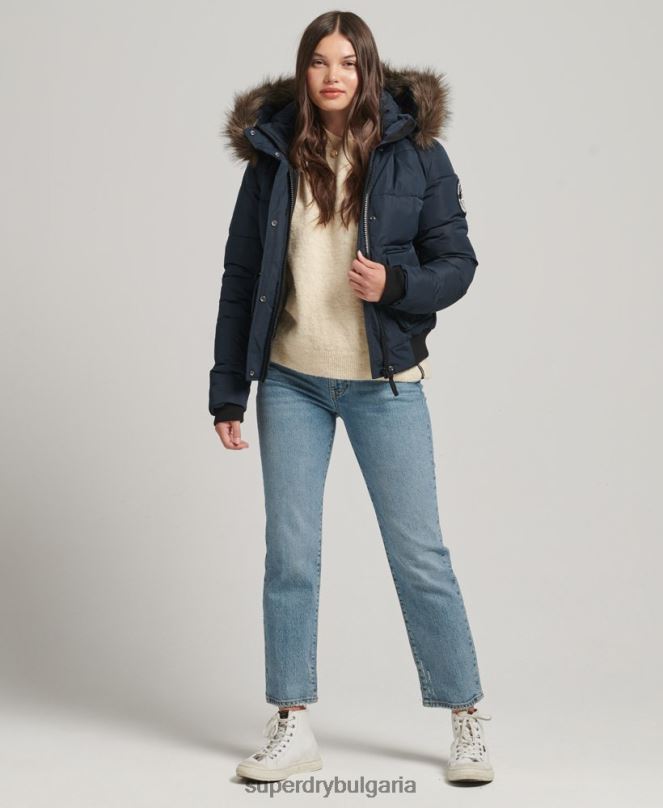 Superdry облекло N00H5628 военноморски флот Жени бомбър яке everest ella
