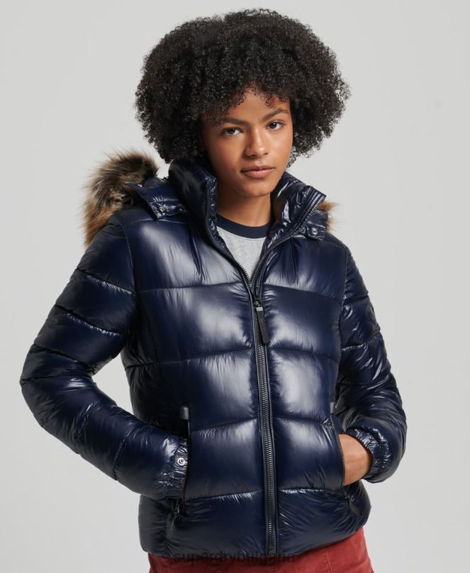 Superdry облекло N00H5629 военноморски флот Жени яке с качулка Mountain Fuji
