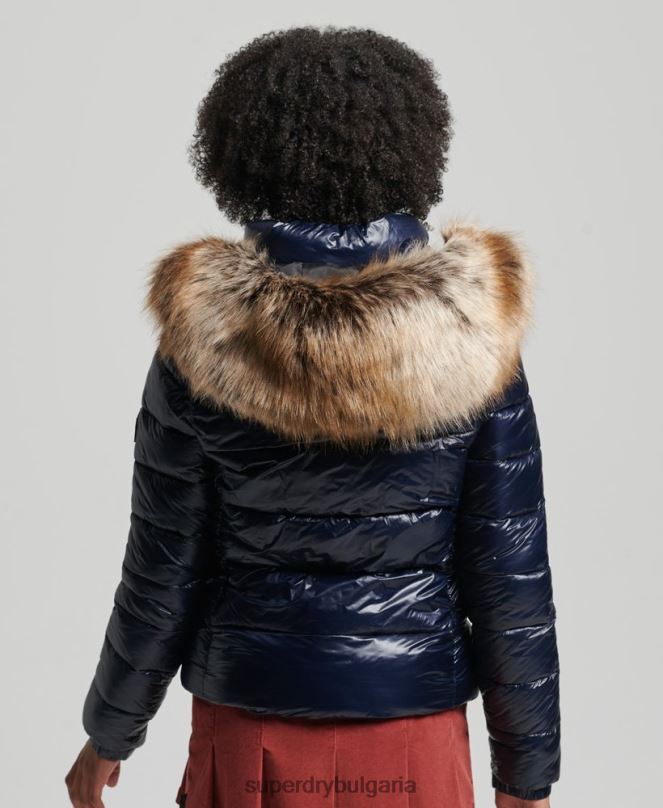 Superdry облекло N00H5629 военноморски флот Жени яке с качулка Mountain Fuji