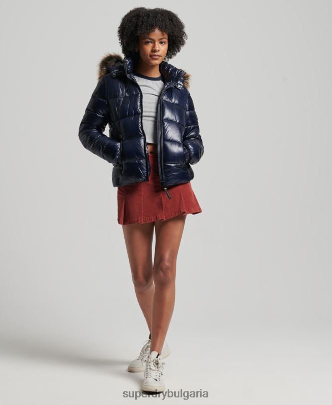 Superdry облекло N00H5629 военноморски флот Жени яке с качулка Mountain Fuji