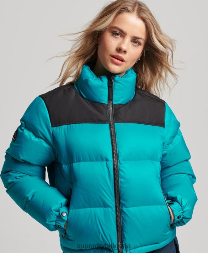 Superdry облекло N00H5631 зелено Жени спортно кодово яке с пуф