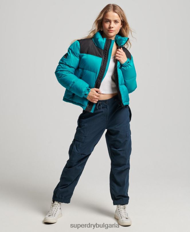 Superdry облекло N00H5631 зелено Жени спортно кодово яке с пуф
