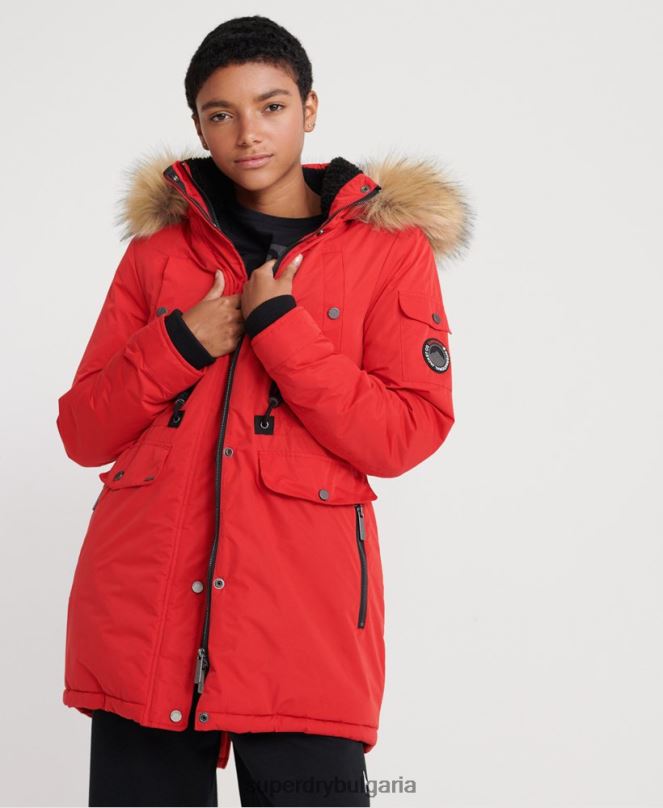 Superdry облекло N00H5643 червен Жени nadare парка от микрофибър
