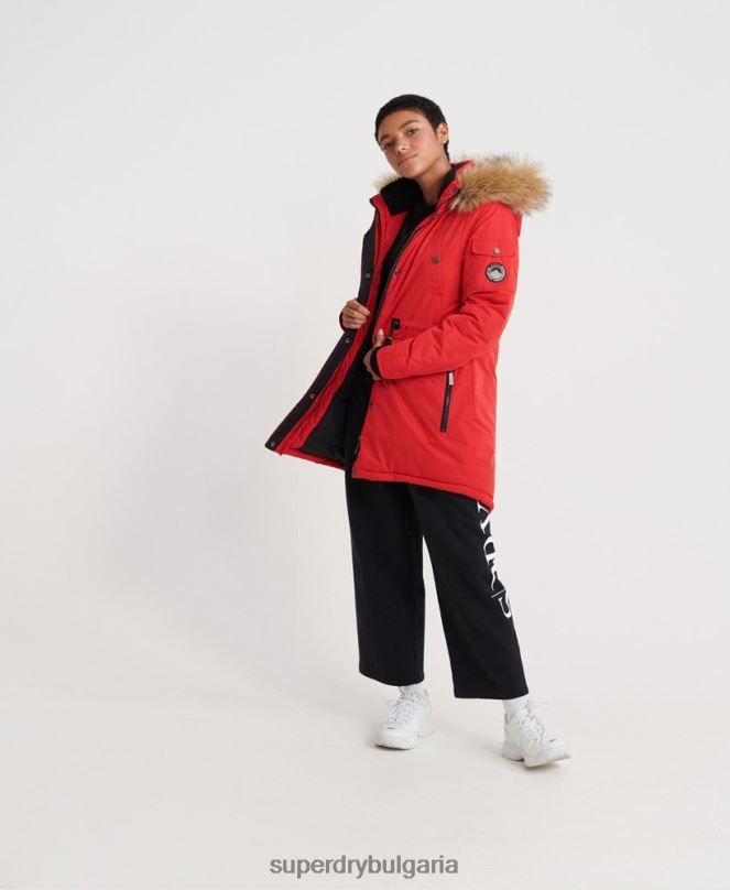 Superdry облекло N00H5643 червен Жени nadare парка от микрофибър