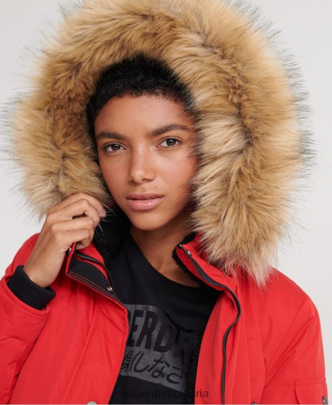 Superdry облекло N00H5643 червен Жени nadare парка от микрофибър