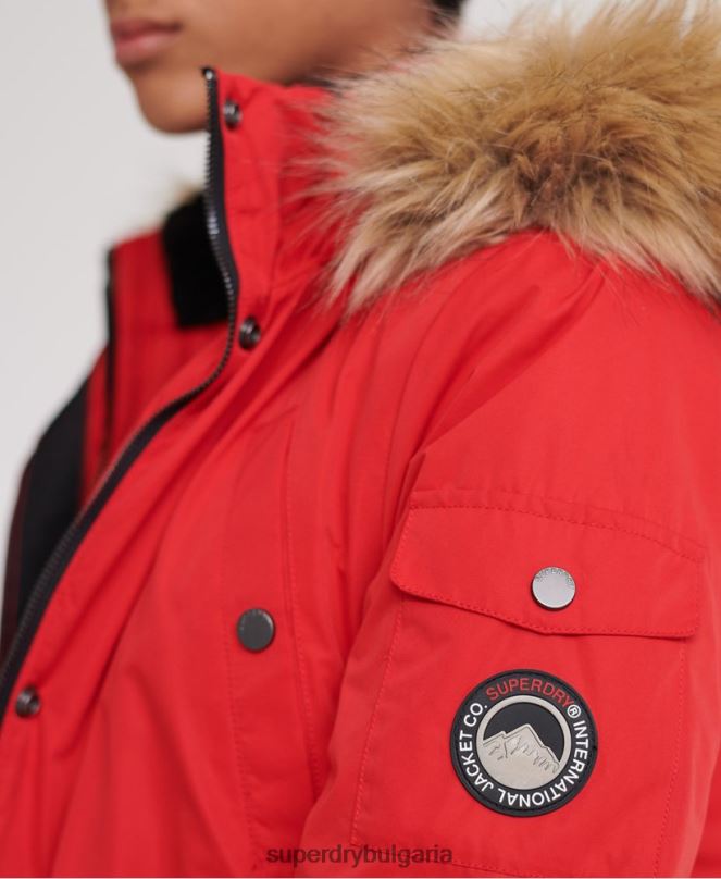 Superdry облекло N00H5643 червен Жени nadare парка от микрофибър