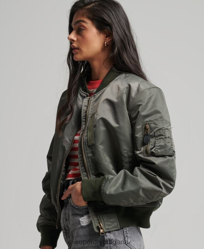 Superdry облекло N00H5644 зелено Жени бомбър яке ma1