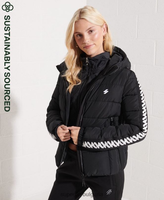 Superdry облекло N00H5649 черен Жени код лого лента духове пухено яке