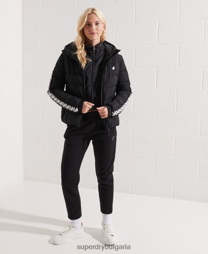 Superdry облекло N00H5649 черен Жени код лого лента духове пухено яке