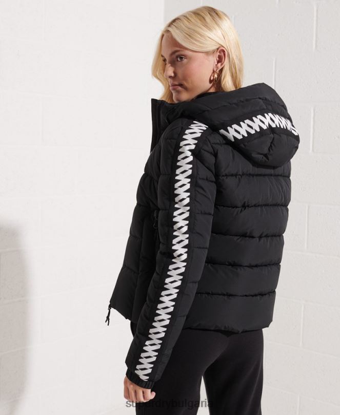 Superdry облекло N00H5649 черен Жени код лого лента духове пухено яке