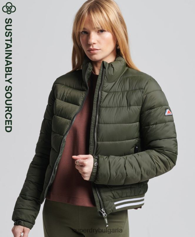 Superdry облекло N00H5652 зелено Жени бомбър яке fuji
