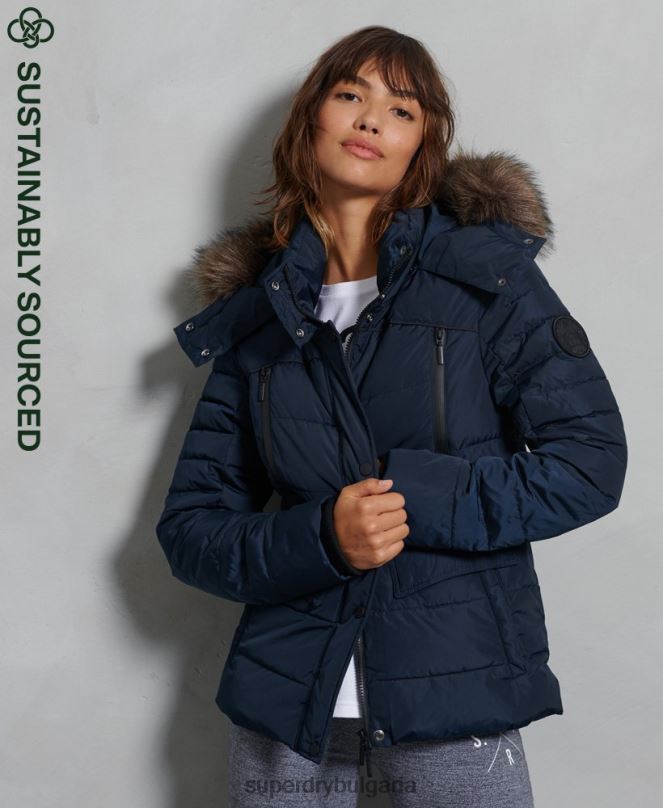 Superdry облекло N00H5654 военноморски флот Жени ледниково подплатено яке