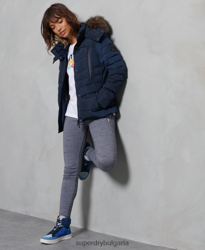 Superdry облекло N00H5654 военноморски флот Жени ледниково подплатено яке