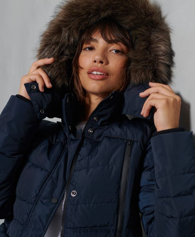 Superdry облекло N00H5654 военноморски флот Жени ледниково подплатено яке