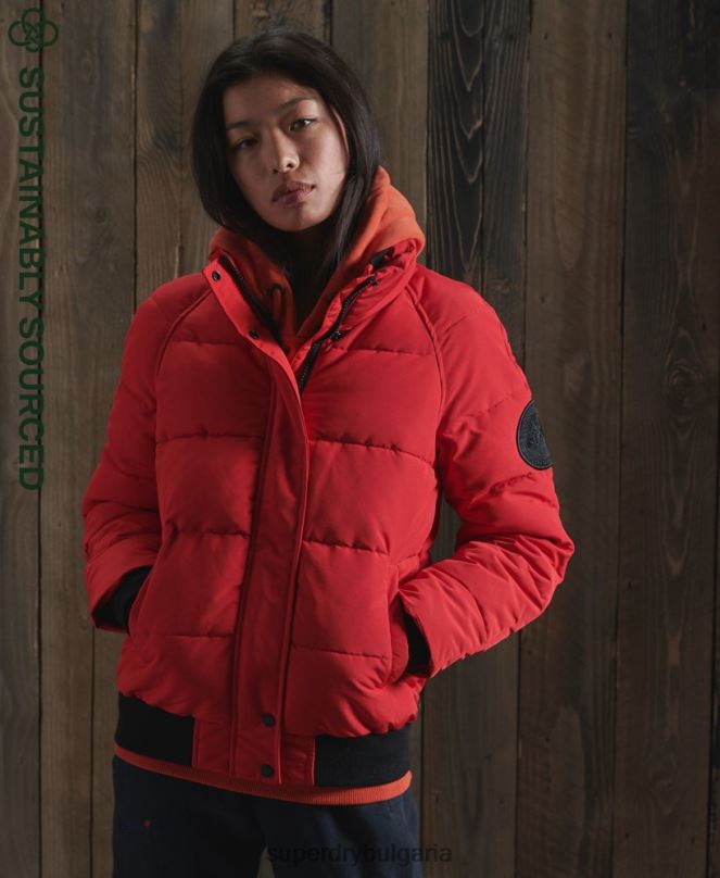 Superdry облекло N00H5659 червен Жени бомбър яке Everest без качулка
