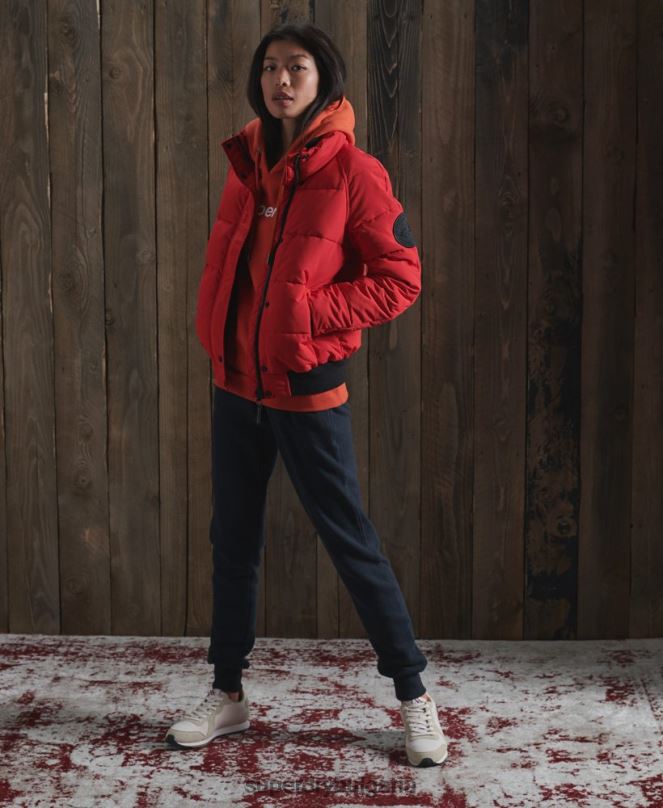Superdry облекло N00H5659 червен Жени бомбър яке Everest без качулка