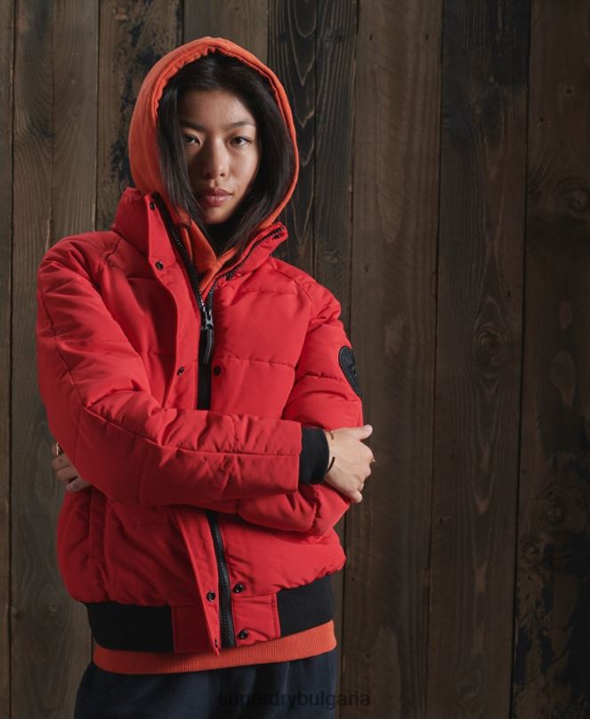 Superdry облекло N00H5659 червен Жени бомбър яке Everest без качулка