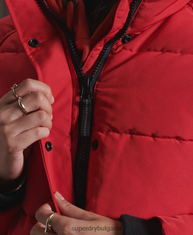 Superdry облекло N00H5659 червен Жени бомбър яке Everest без качулка
