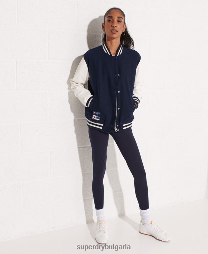 Superdry облекло N00H5662 военноморски флот Жени вълнено университетско бейзболно яке