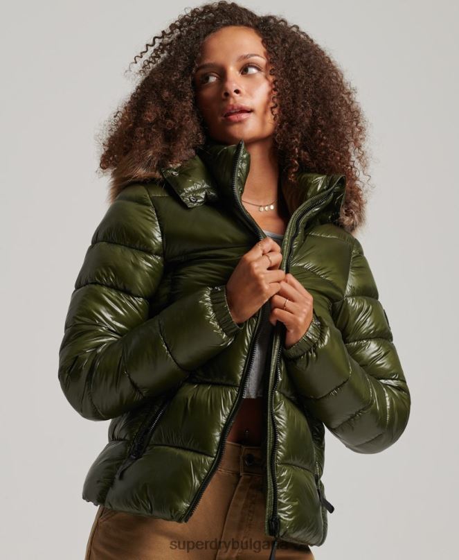 Superdry облекло N00H5666 каки Жени яке с качулка Mountain Fuji