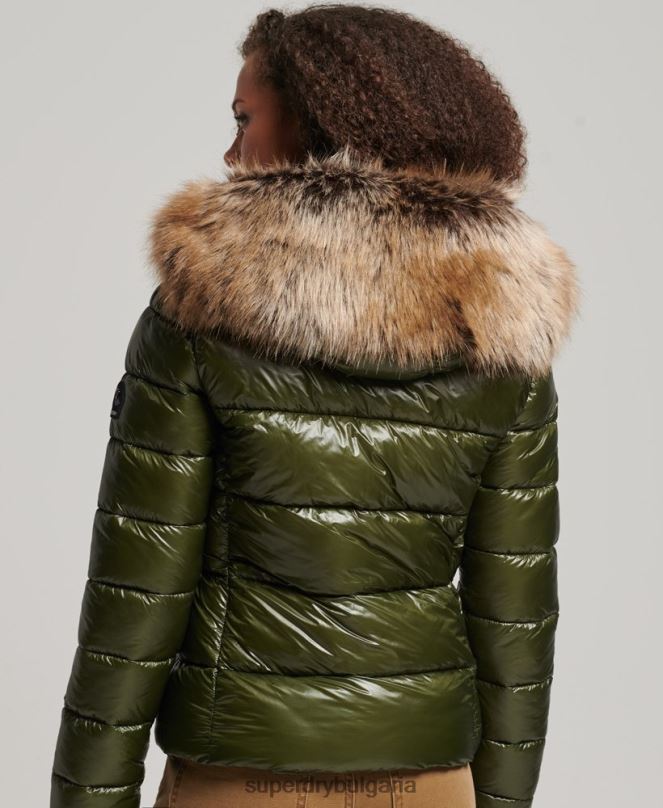 Superdry облекло N00H5666 каки Жени яке с качулка Mountain Fuji