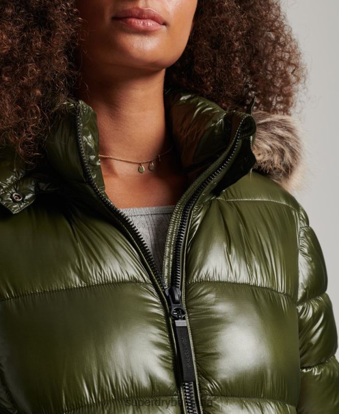 Superdry облекло N00H5666 каки Жени яке с качулка Mountain Fuji