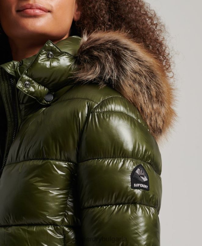 Superdry облекло N00H5666 каки Жени яке с качулка Mountain Fuji