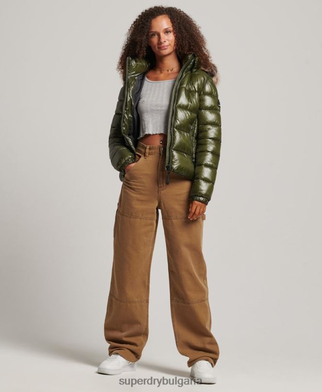 Superdry облекло N00H5666 каки Жени яке с качулка Mountain Fuji