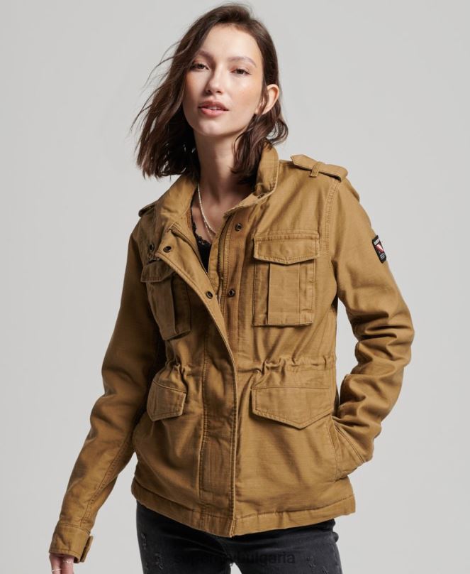 Superdry облекло N00H5672 тен Жени Военно яке с подплата от новобранец
