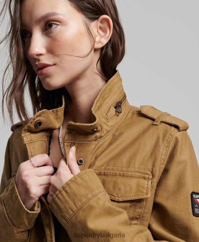 Superdry облекло N00H5672 тен Жени Военно яке с подплата от новобранец