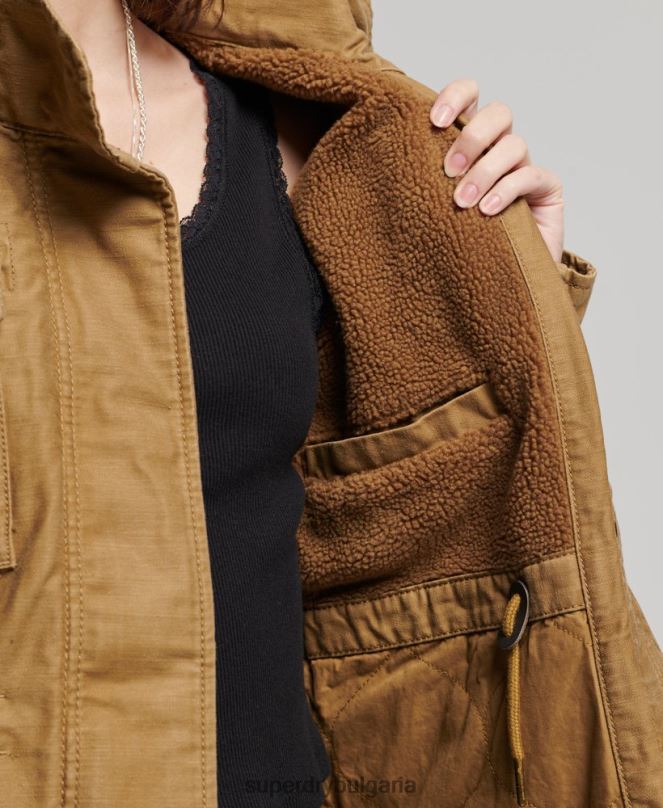 Superdry облекло N00H5672 тен Жени Военно яке с подплата от новобранец
