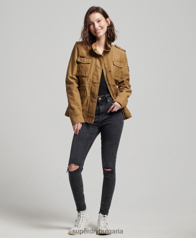 Superdry облекло N00H5672 тен Жени Военно яке с подплата от новобранец