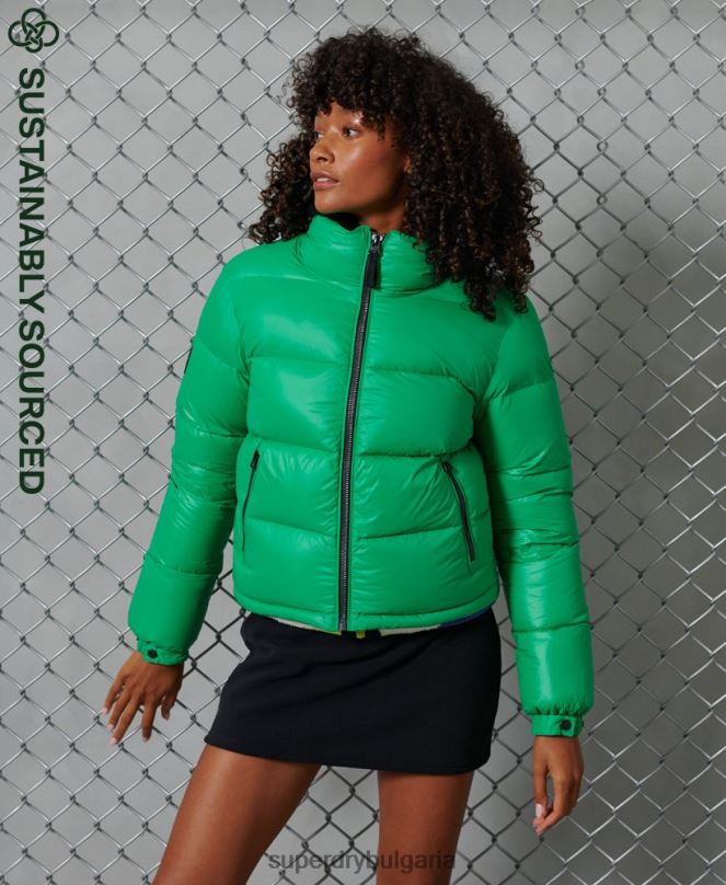 Superdry облекло N00H5674 зелено Жени луксозно алпийско пухено яке