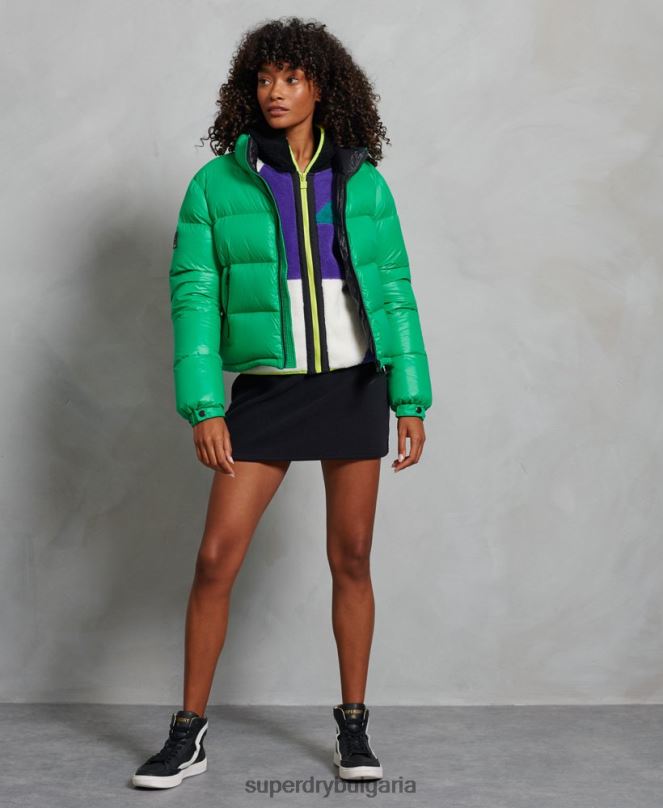 Superdry облекло N00H5674 зелено Жени луксозно алпийско пухено яке