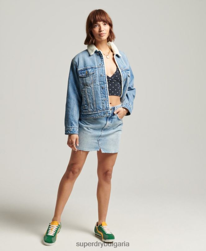 Superdry облекло N00H5680 светло синьо Жени гадже шерпа яке