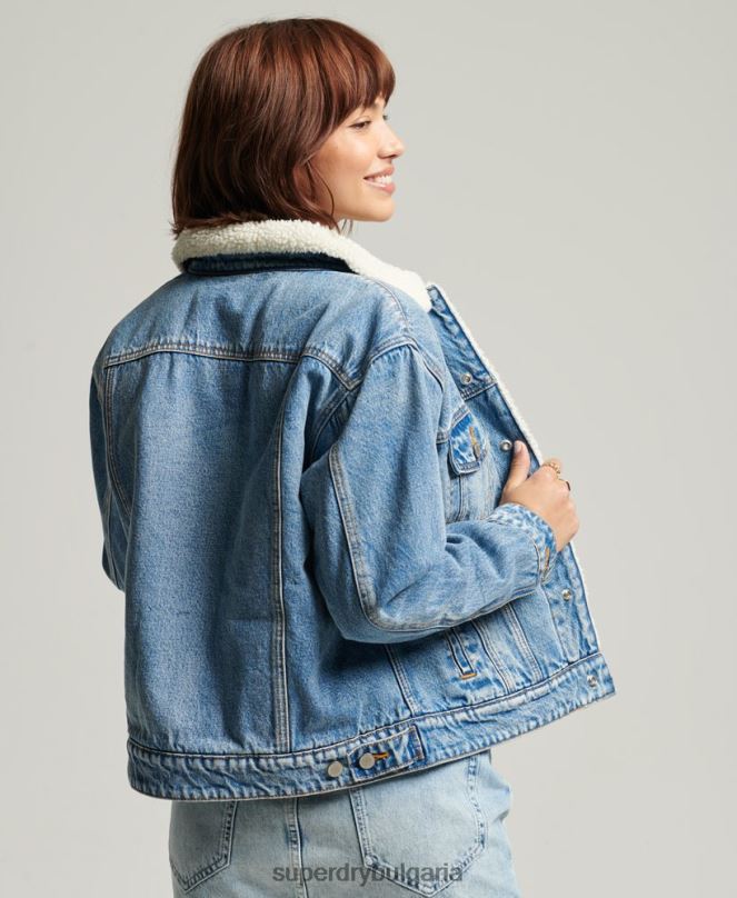 Superdry облекло N00H5680 светло синьо Жени гадже шерпа яке