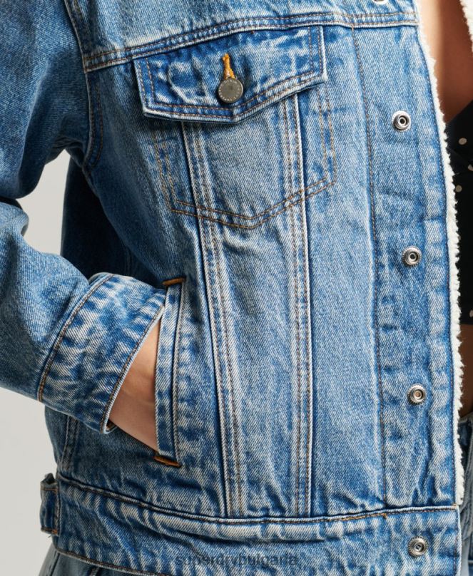 Superdry облекло N00H5680 светло синьо Жени гадже шерпа яке