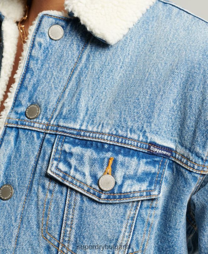 Superdry облекло N00H5680 светло синьо Жени гадже шерпа яке