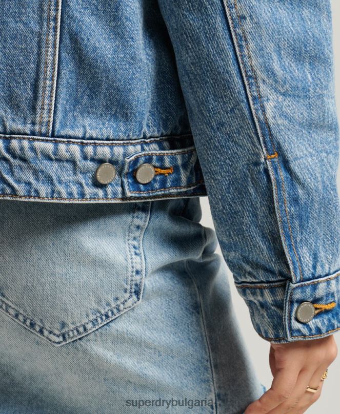 Superdry облекло N00H5680 светло синьо Жени гадже шерпа яке