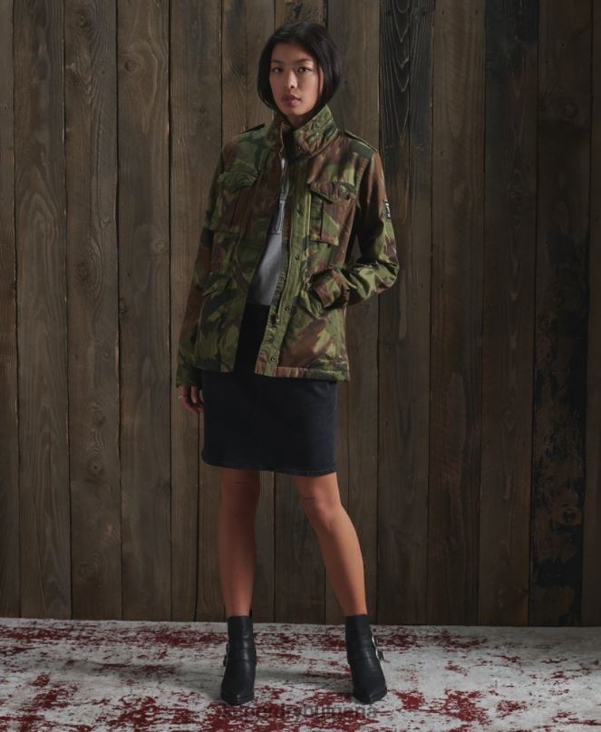 Superdry облекло N00H5684 зелено Жени класическо яке за новобранец борг